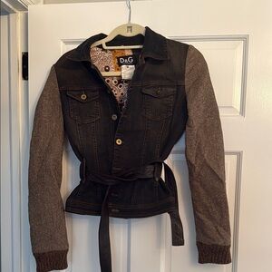 D&G Women's Black and Brown Jean Jacket